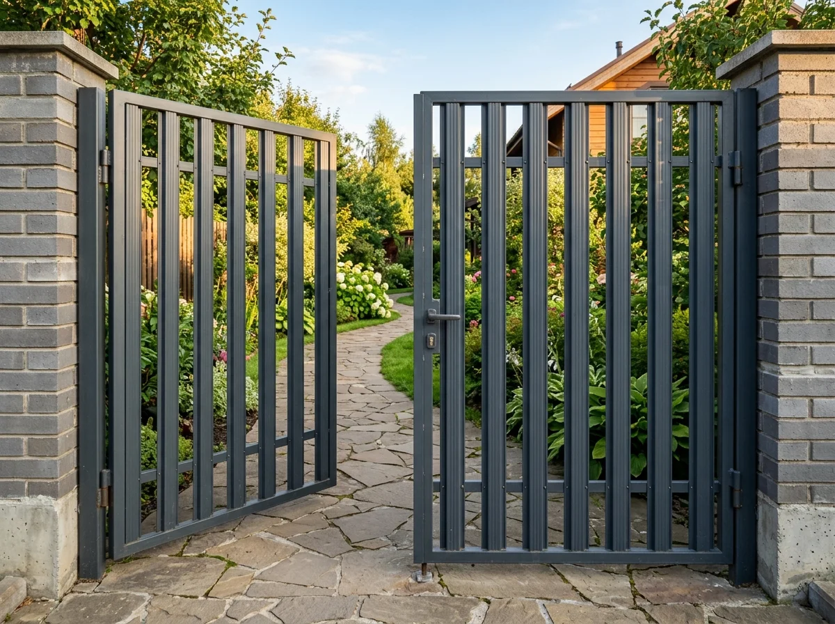 Распашные ворота из евроштакетника — монтаж в Москве