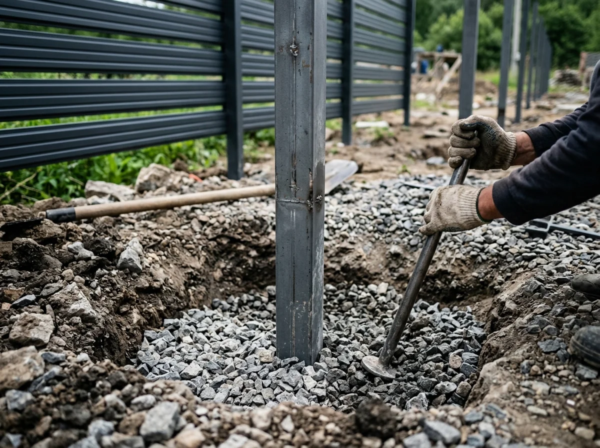 Монтаж столбов — бутование